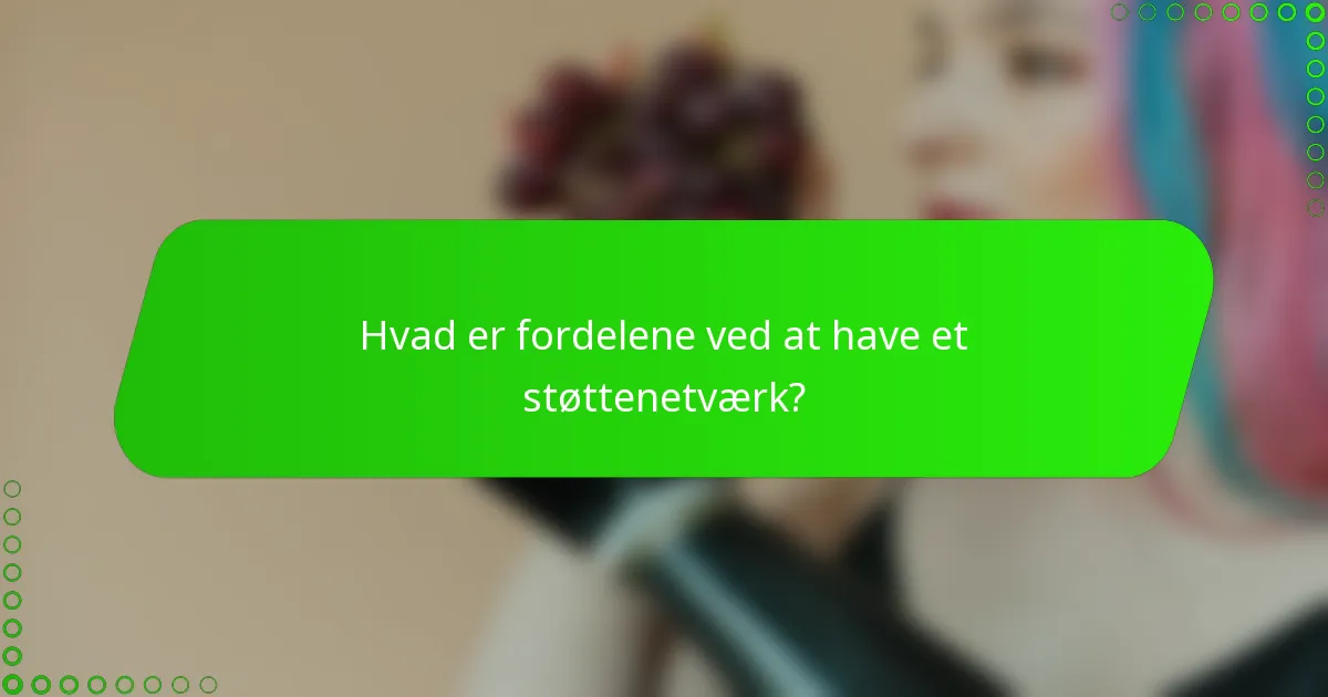 Hvad er fordelene ved at have et støttenetværk?