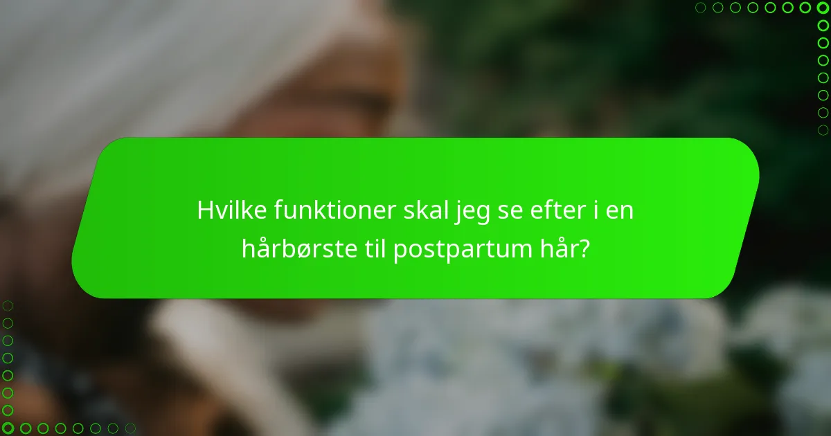 Hvilke funktioner skal jeg se efter i en hårbørste til postpartum hår?