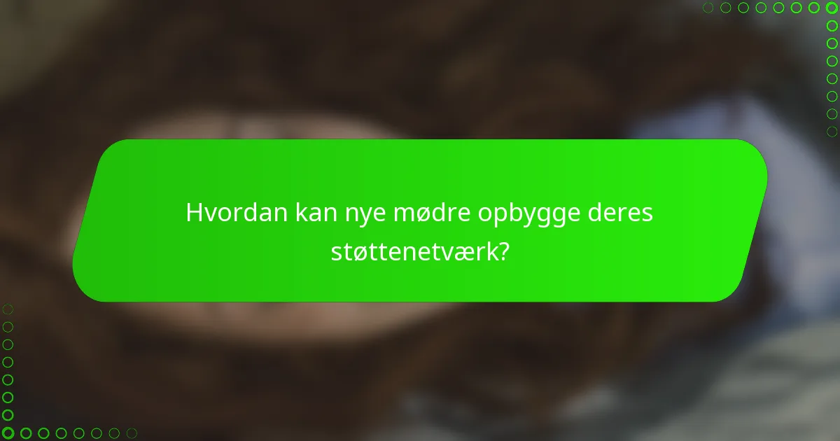 Hvordan kan nye mødre opbygge deres støttenetværk?